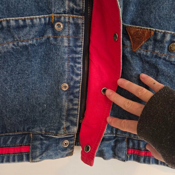 Vintage Denim Utility Vest – Red Lining, Snap Buttons - Picture 4 of 12